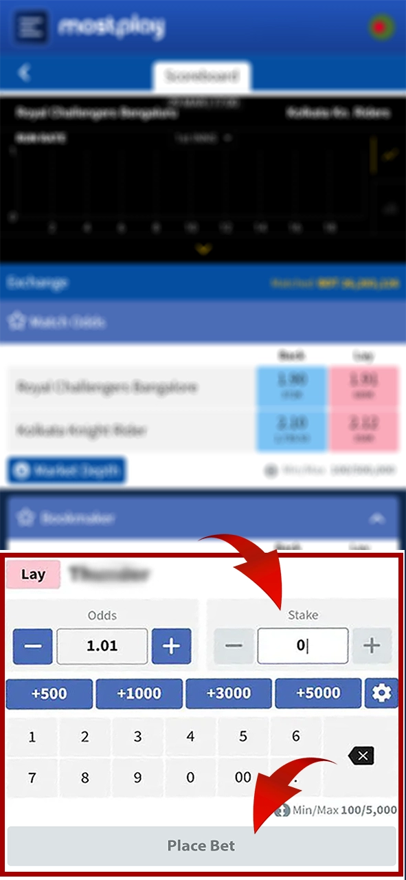 Go to the Mostplay cricket section and place your bet.