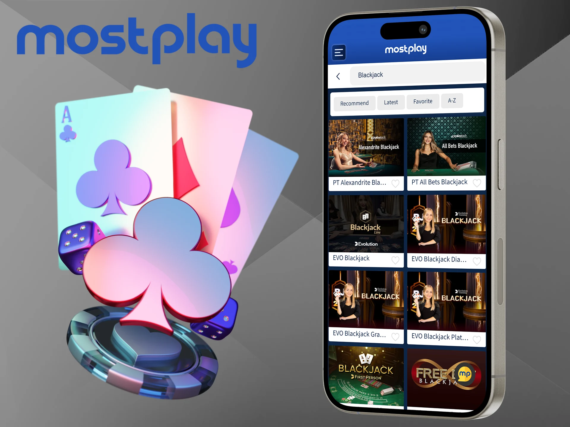 Sign up at Mostplay and start playing blackjack.